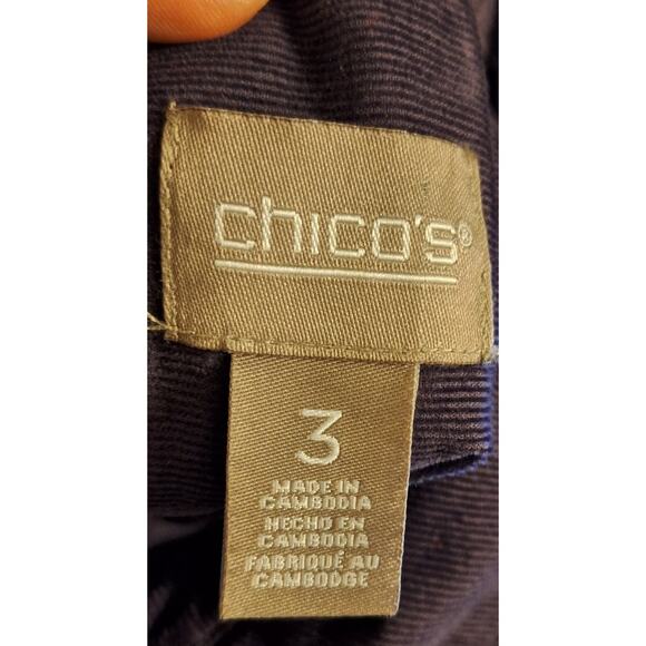 Chico's 3 Women XL Purple Micro Corduroy Collared Button Front Stretch Shirt - Picture 3 of 7